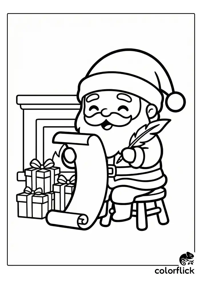 chibi-santa-reading-list-scroll-coloring-page