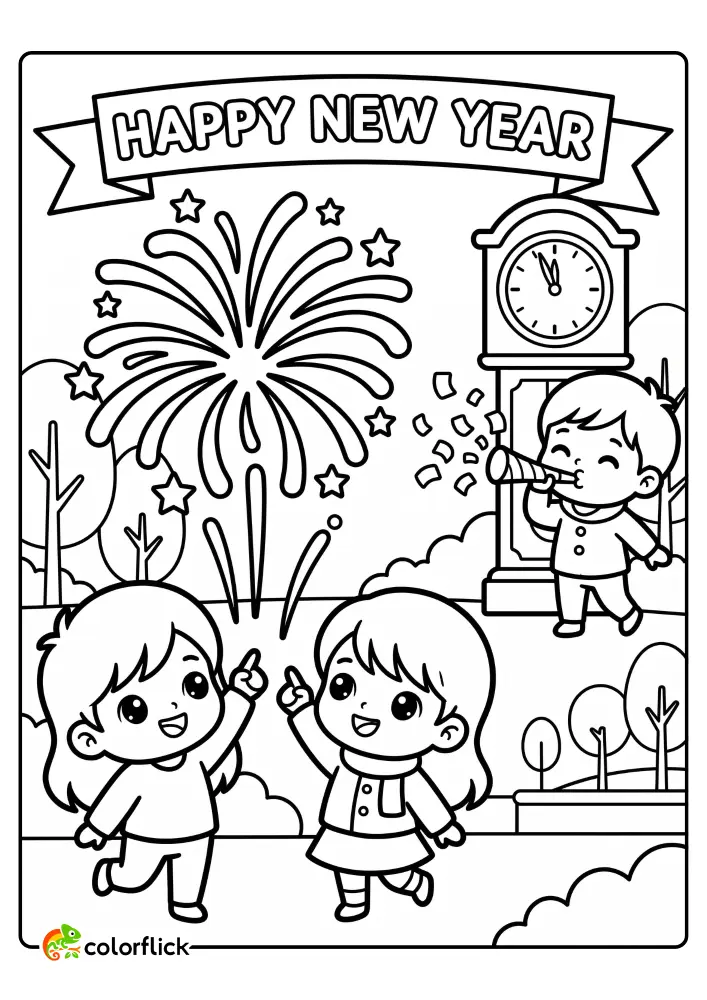 New Year Coloring Pages