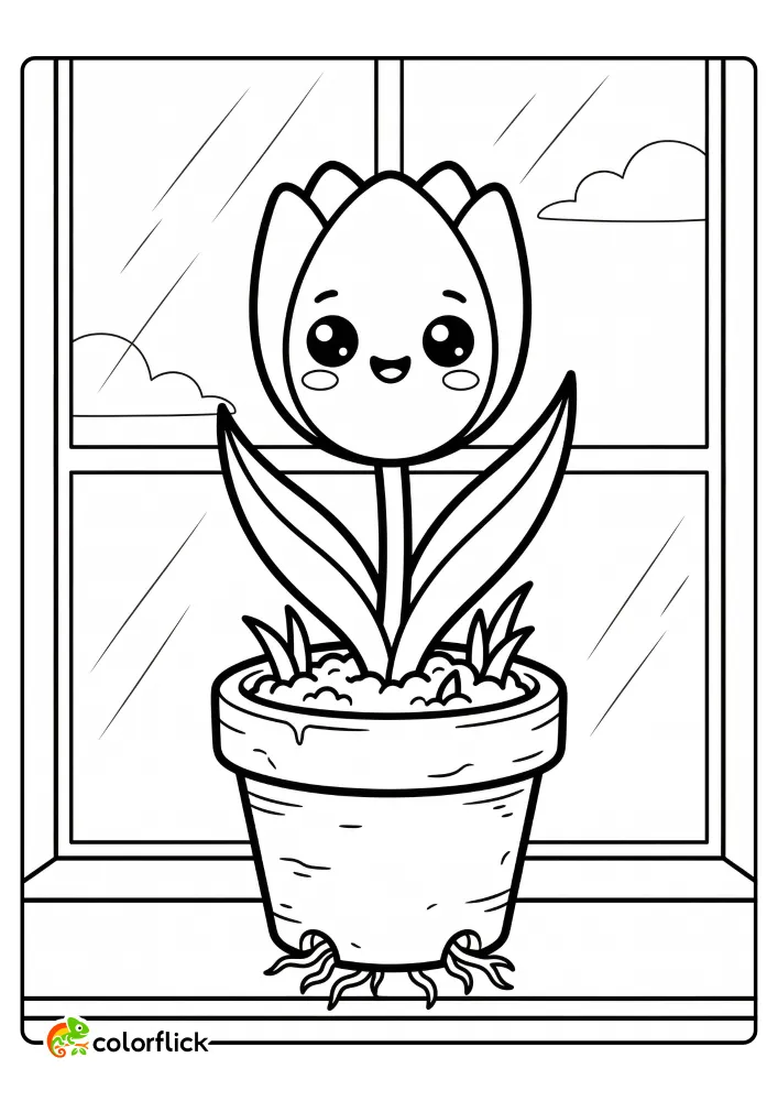 Tulip Flower Coloring Pages