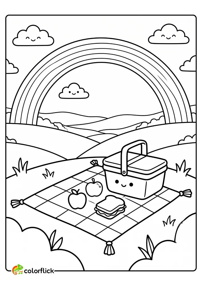printable-easy-picnic-basket-rainbow-coloring-page