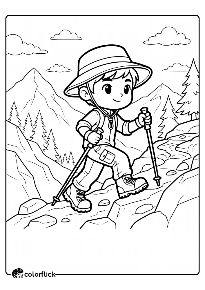 Hiking Coloring Pages